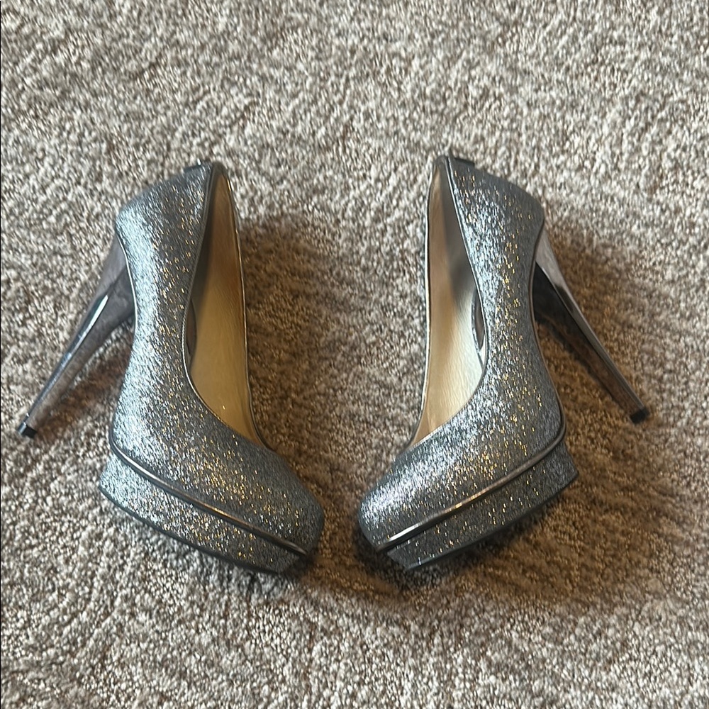 MICHAEL Michael Kors Silver Glitter Heels